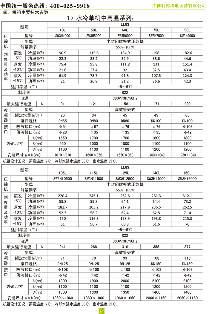 萊富康40HP低溫水冷單機(jī)